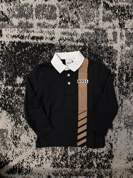 Long Sleeve Polo Black/Brown